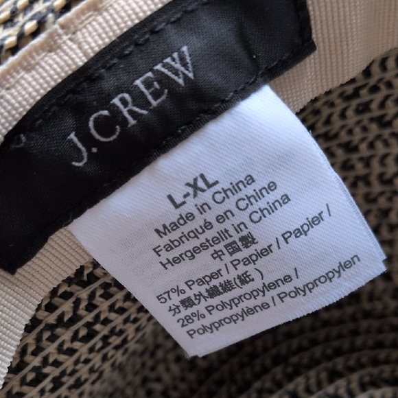J. CREW I Woven Black and Ivory Marled Wide Brim Packable Sun Hat, X/XL - Picture 8 of 15